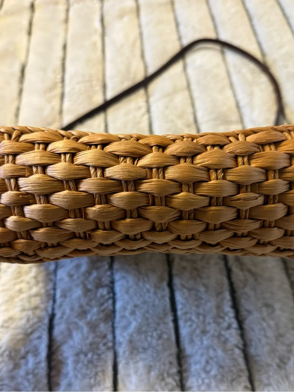 Brighton Woven Straw Shoulder Bag in Brown and Tan with Heart Accent - Picture 7 of 7